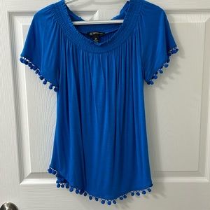 INC petite medium short sleeve top with bobbles